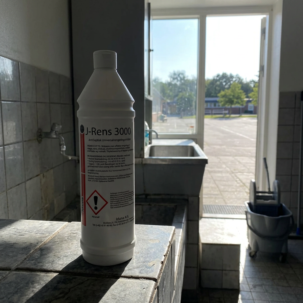 J-Rens 3000 i rengøringsrum ved skolens solbeskinnede udeområde