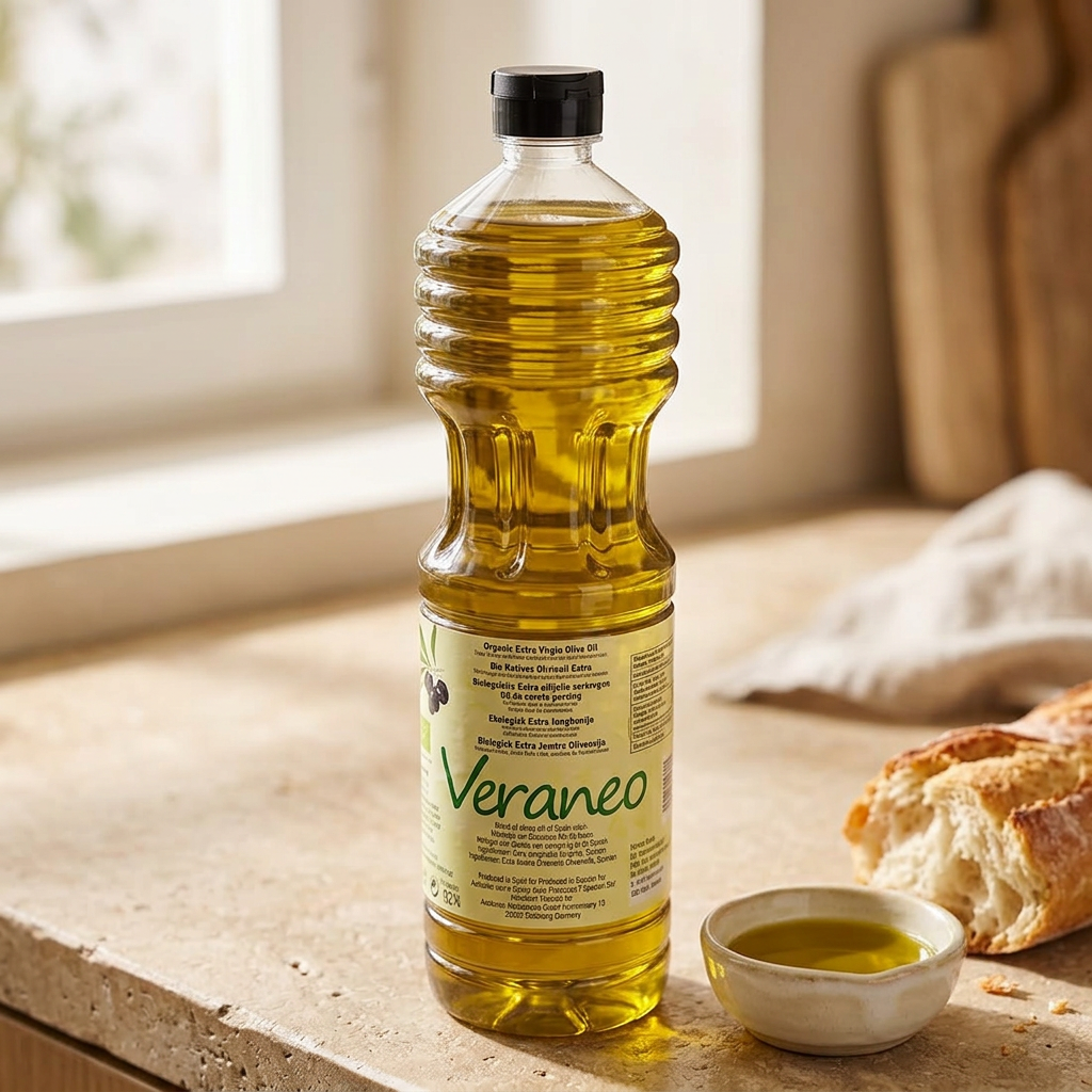 Veraneo olivenolie med brød og en lille skål olie