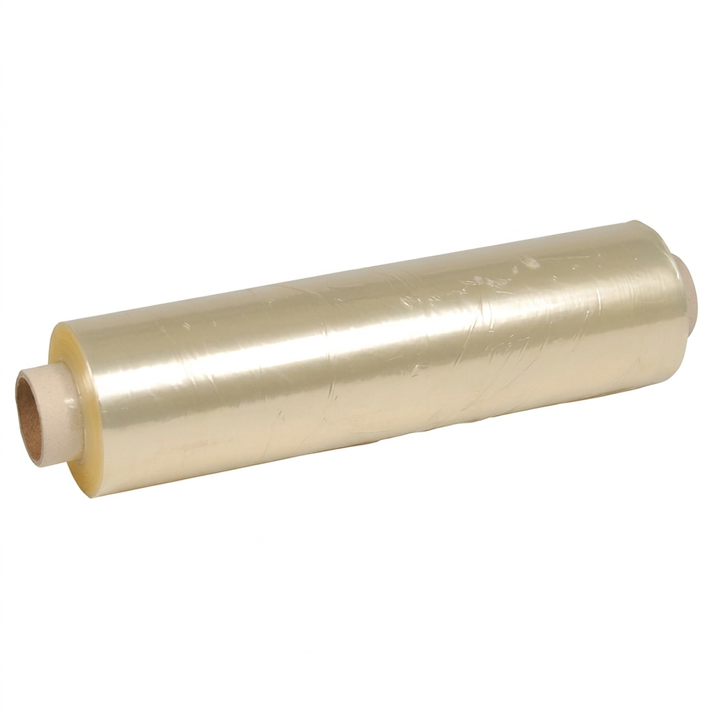 Tydeliggjort produktfoto af champagnefarvet PE-guldfilm 30 cm × 300 m