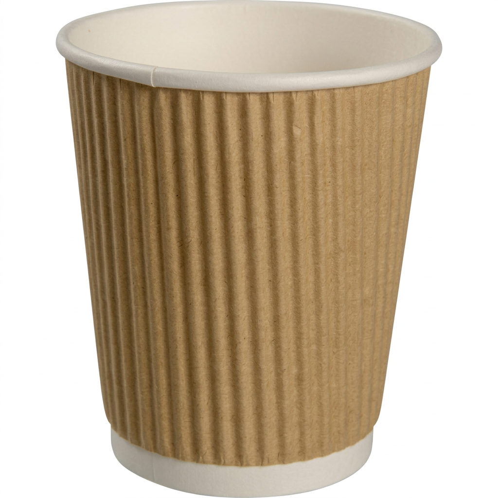 Brunt Ripple Wall Light kaffebæger 24 cl med bølget yderside på hvid baggrund