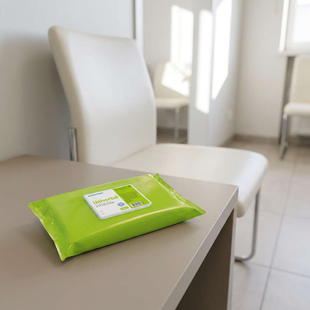 Miljøbillede: Wet Wipe Universal Maxi på bord ved stole i lyst klinikventerum