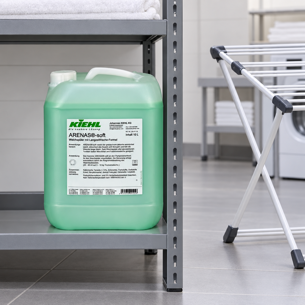 Arenas Soft 10 L på lav hylde ved tomt tørrestativ