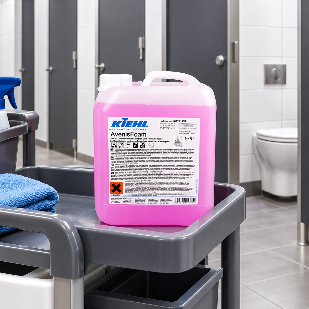 Kiehl AvenisFoam 5 L på rengøringsvogn i toiletrum