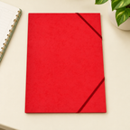 Rød BNT Office-elastikmappe ved kalender og plante, genereret miljøbillede