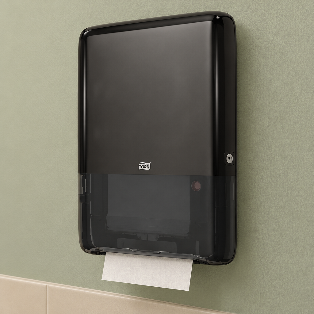 Sort Tork H5 Mini dispenser på skolens personaletoilet