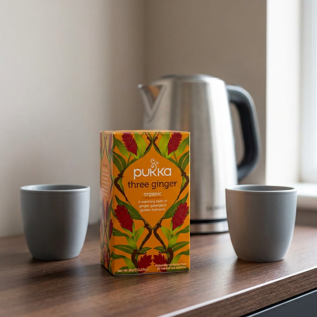Pukka Three Ginger ved en testation med to kopper