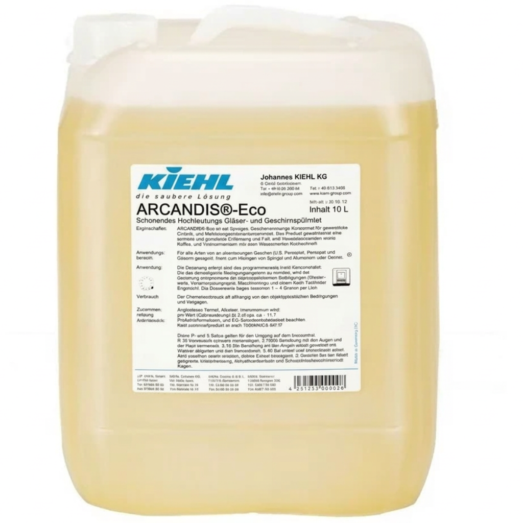 Kiehl Arcandis-Eco maskinopvaskemiddel i 10 L-dunk på hvid baggrund
