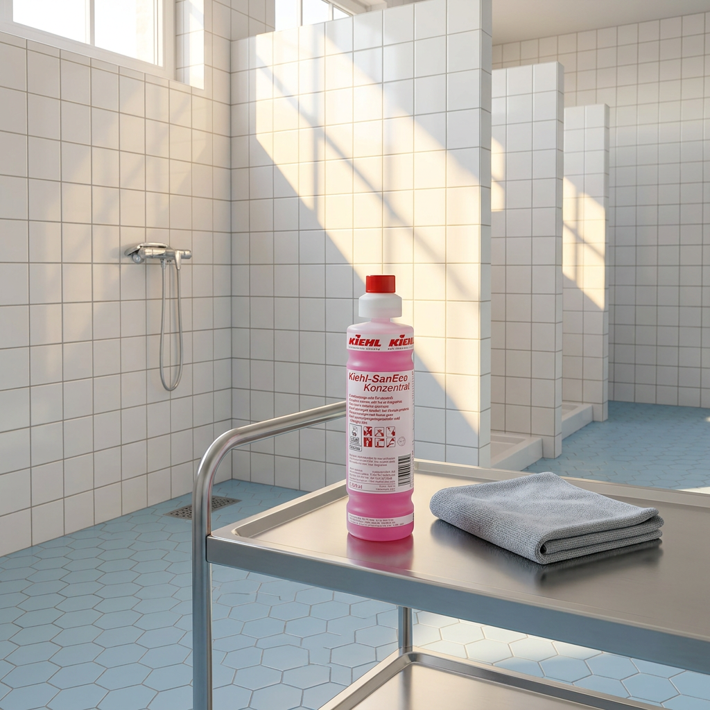 SanEco-Koncentrat i solrigt flisebeklædt bruseområde