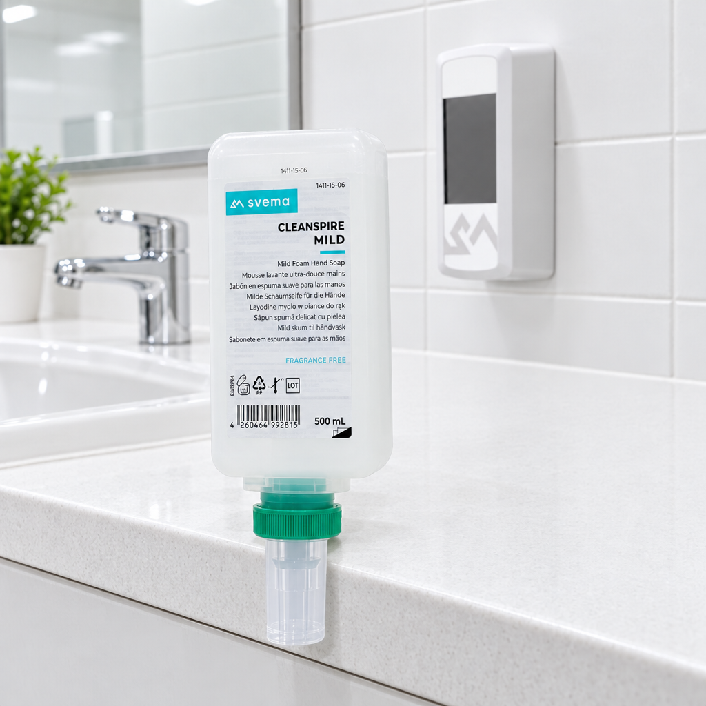 Billedforslag med lodret Cleanspire Mild-refill ved håndvask