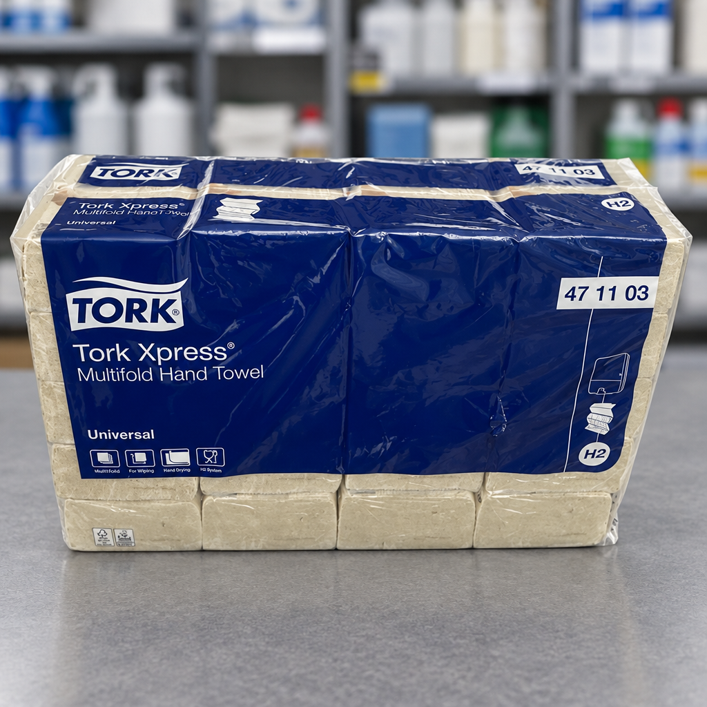 Nærbillede af Tork Xpress Universal H2 471103 på tørt depotbord