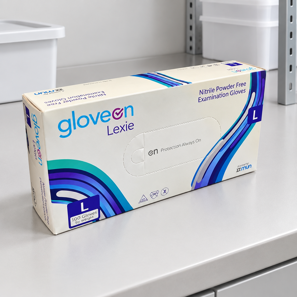 Stemningsillustration af Gloveon Lexie handskeboks på en tør arbejdsflade