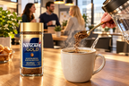Miljøbillede, varenr. 3353: kaffe fra Nescafé Gold Koffeinfri skænkes op i kontorkøkken