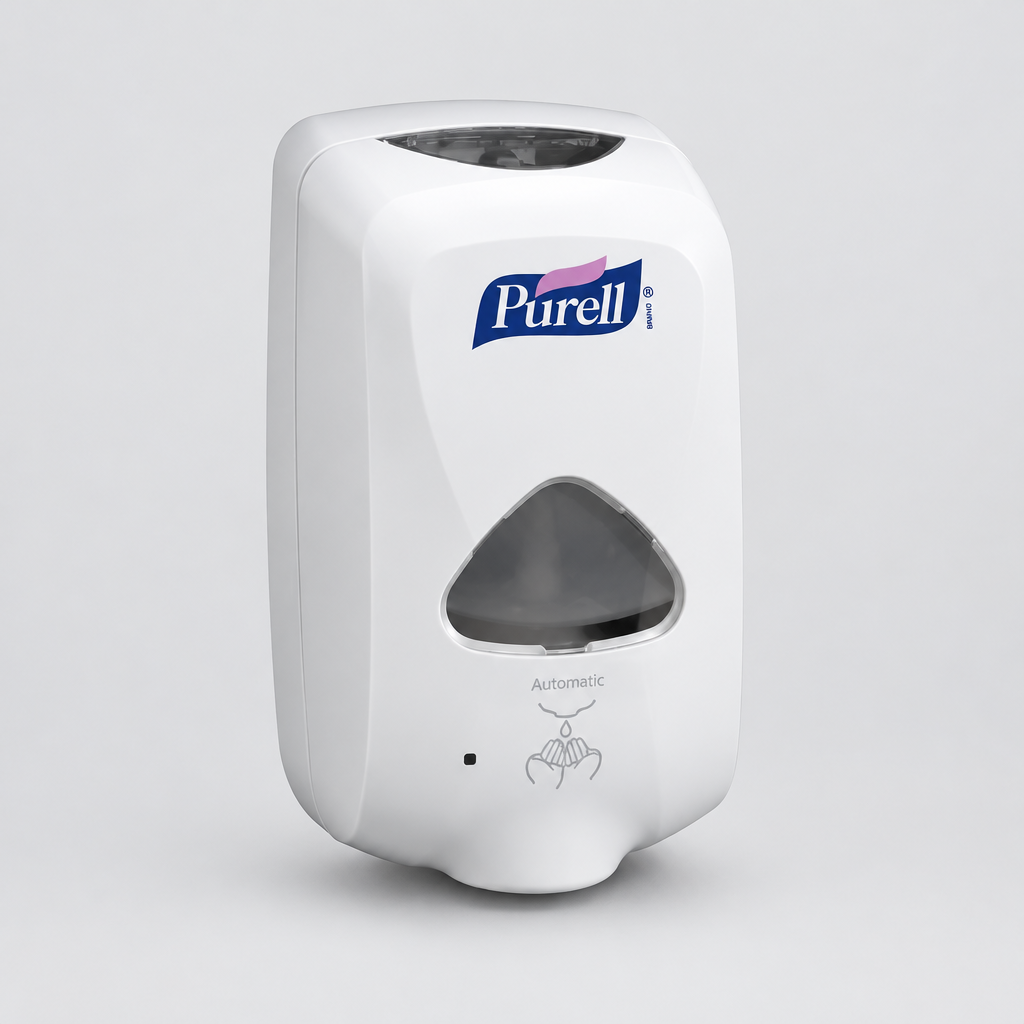 Hvid Purell TFX-12 håndspritdispenser på lys baggrund