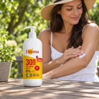 Derma Kids SPF30 med voksen der fordeler lotion på armen
