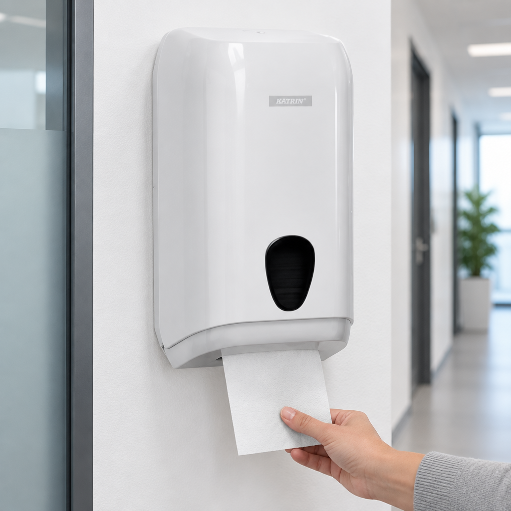 Katrin næsepapirsdispenser i brug på kontor