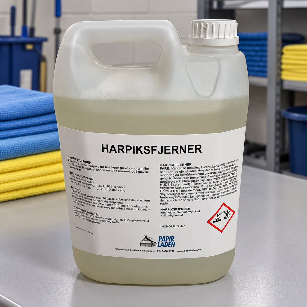 Nærbillede af Papirladen harpiksfjerner 5 liter i rengøringsdepot