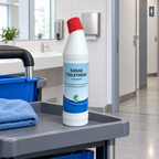 Stemningsillustration af Svane parfumefri toiletrens på rengøringsvogn ved toiletrum
