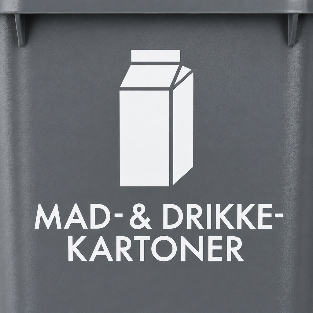 Nærbillede af hvid karton og teksten MAD- & DRIKKE-KARTONER