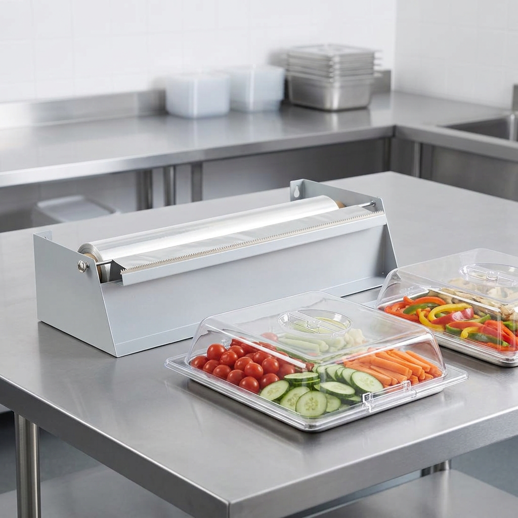 Dispenser til film og folie på cateringbord, stemningsbillede