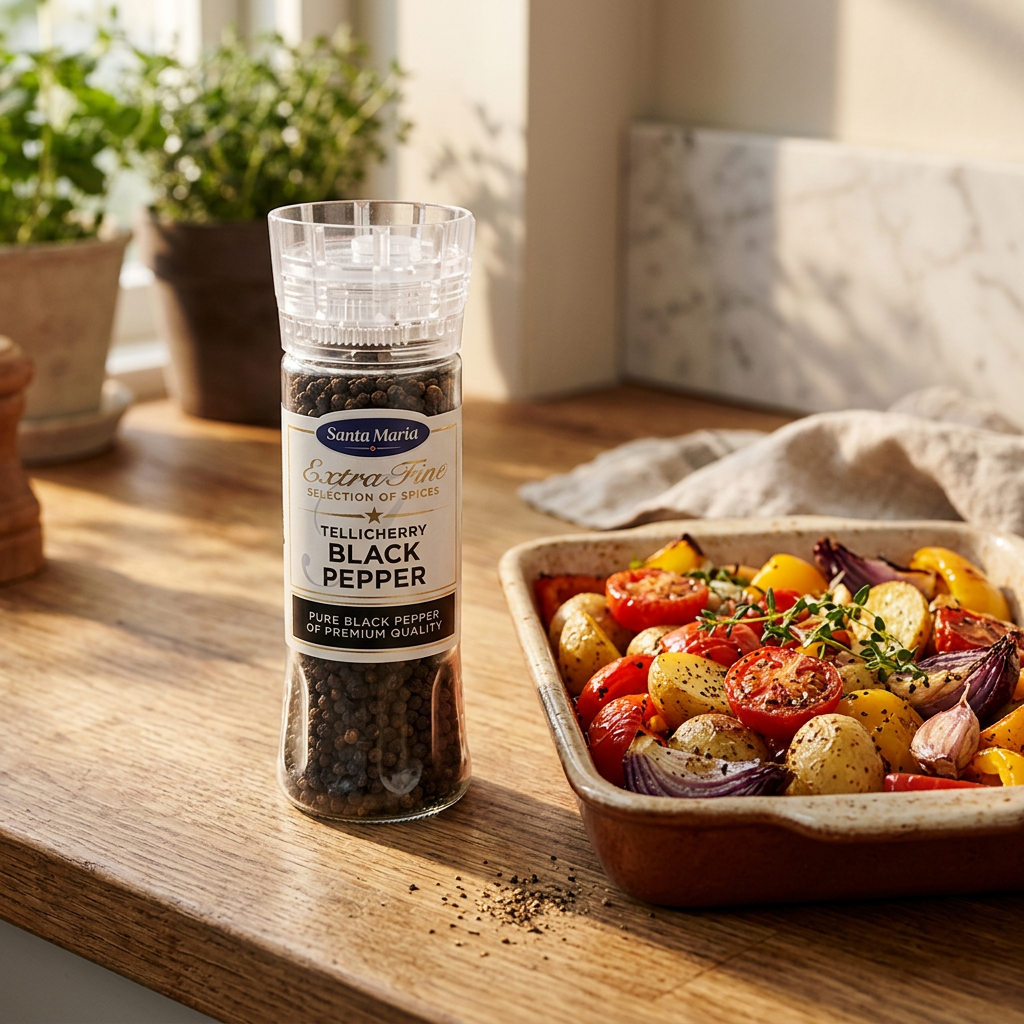 Santa Maria Tellicherry Black Pepper ved ovnstegte grøntsager