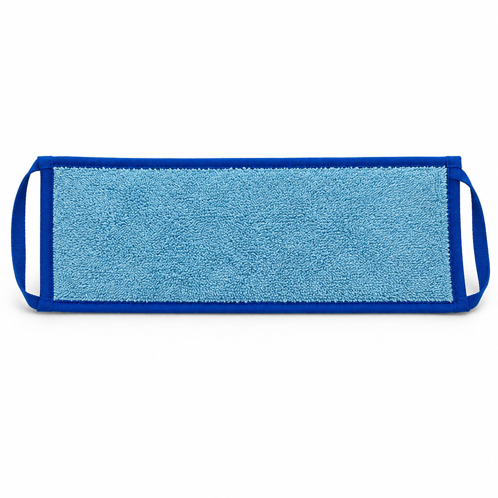 Micro Vision 30 cm moppe med blå mikrofiberflade, mørkeblå kant og løkker