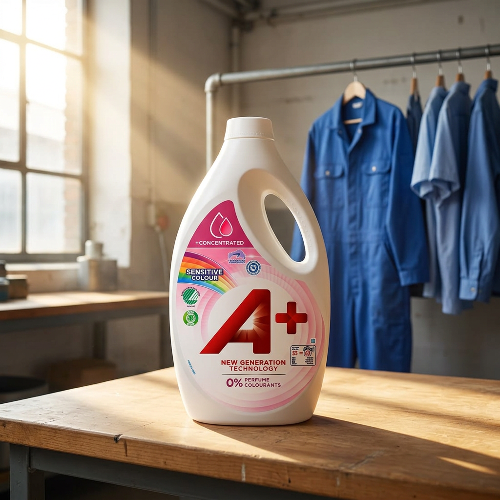 A+ Sensitive Colour i vaskemiljø med arbejdstøj