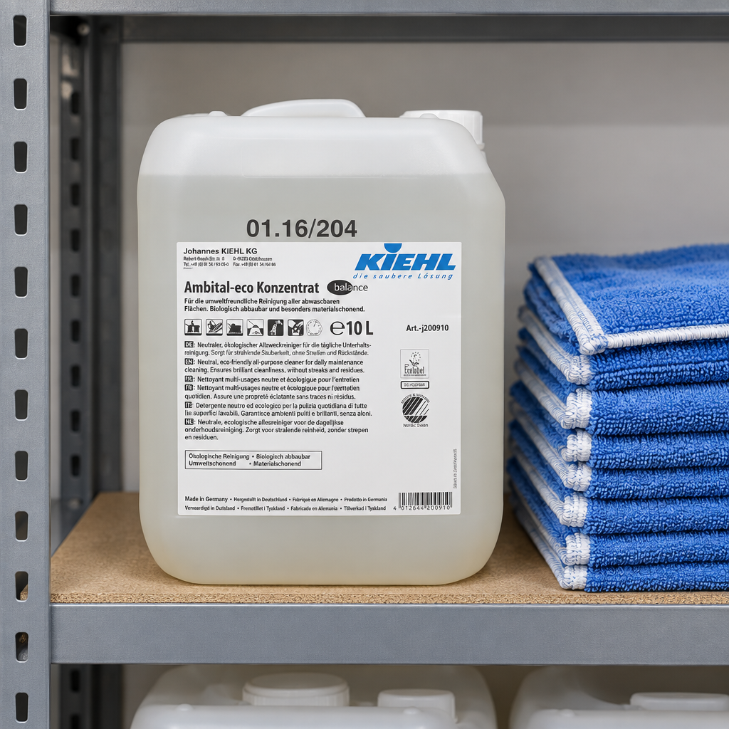 Kiehl Ambital-eco balance med rene mopper på depothylde