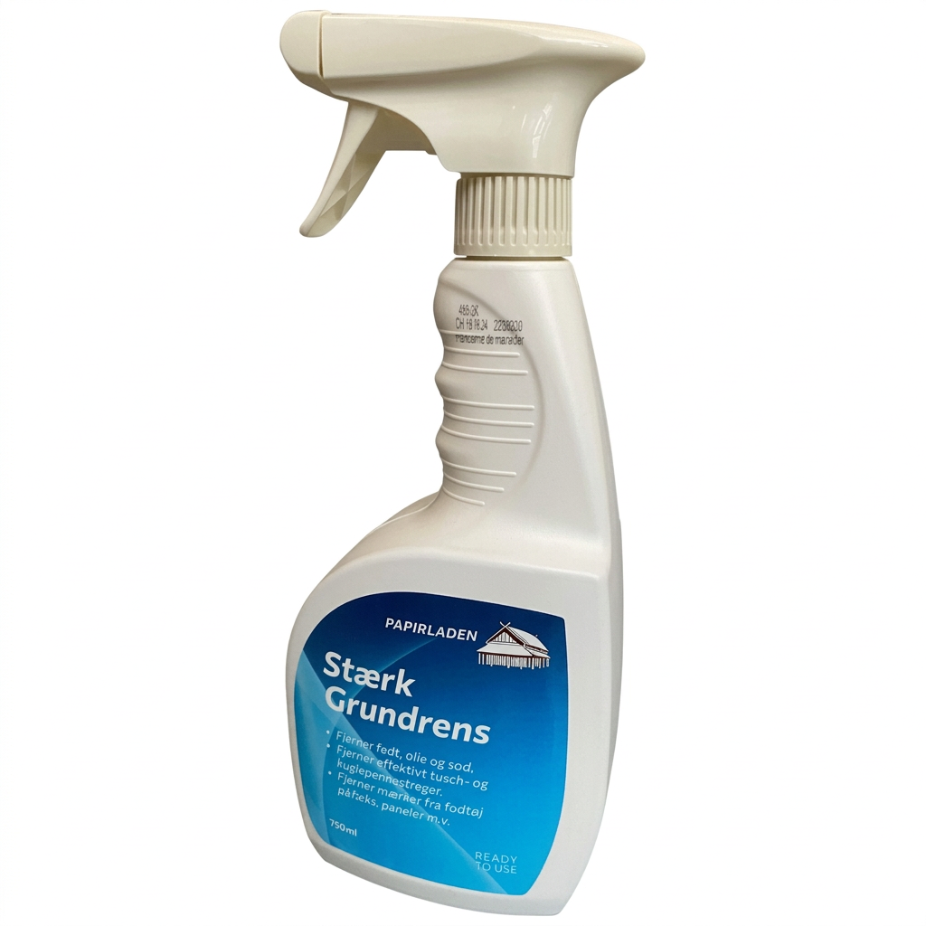 Grundrens Stærk Papirladen, 750 ml skumspray på hvid baggrund