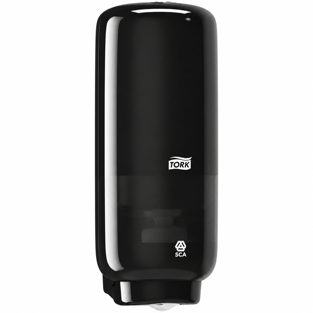 Sort Tork S4 TouchFree-dispenser på hvid baggrund