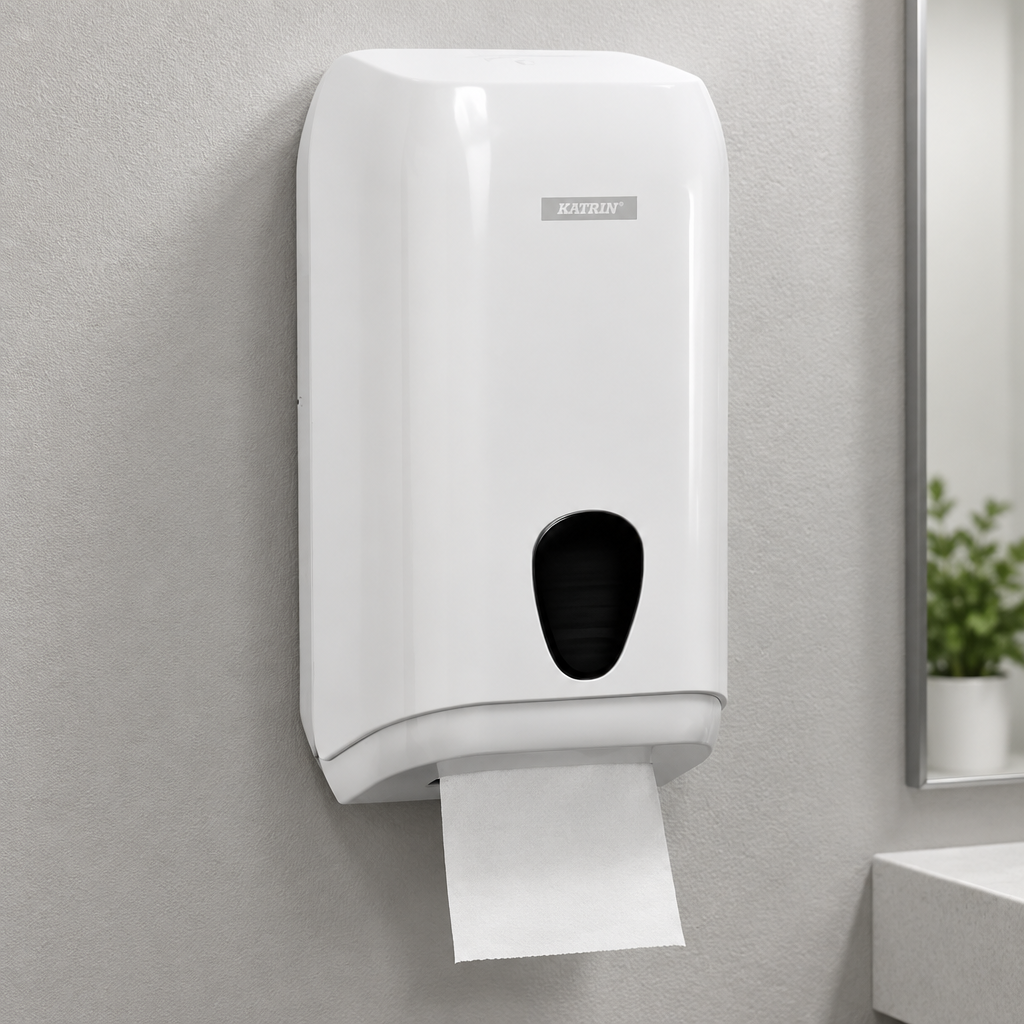 Detalje af Katrin næsepapirsdispenser på væg
