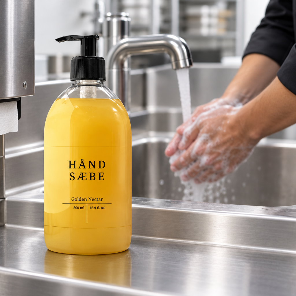 Golden Nectar 500 ml ved håndvask i et industrikøkken