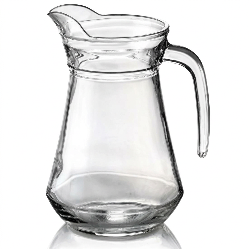 Barnekande i klart glas med hank og hældekant, 0,5 liter, 1 stk., på hvid baggrund