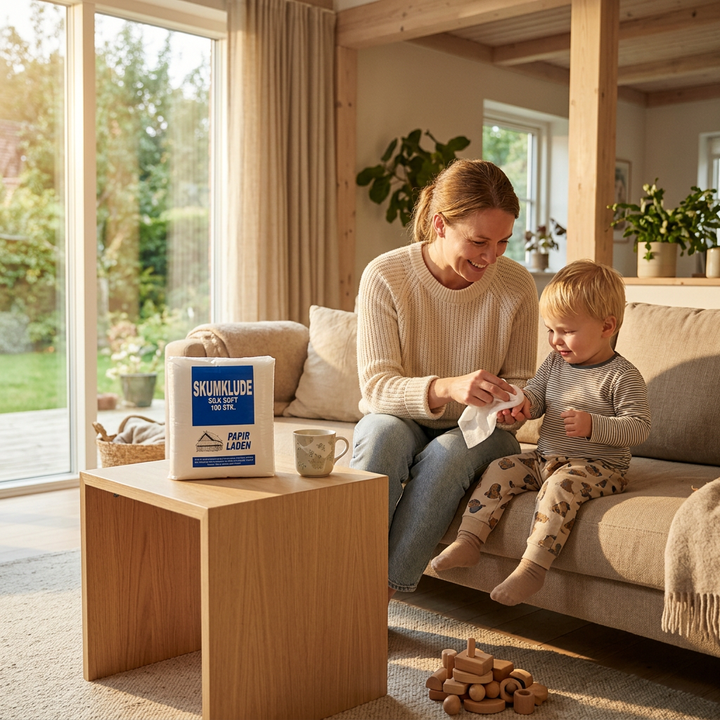 Skumklude til hverdagens pleje under hjemmehygge i solrig stue