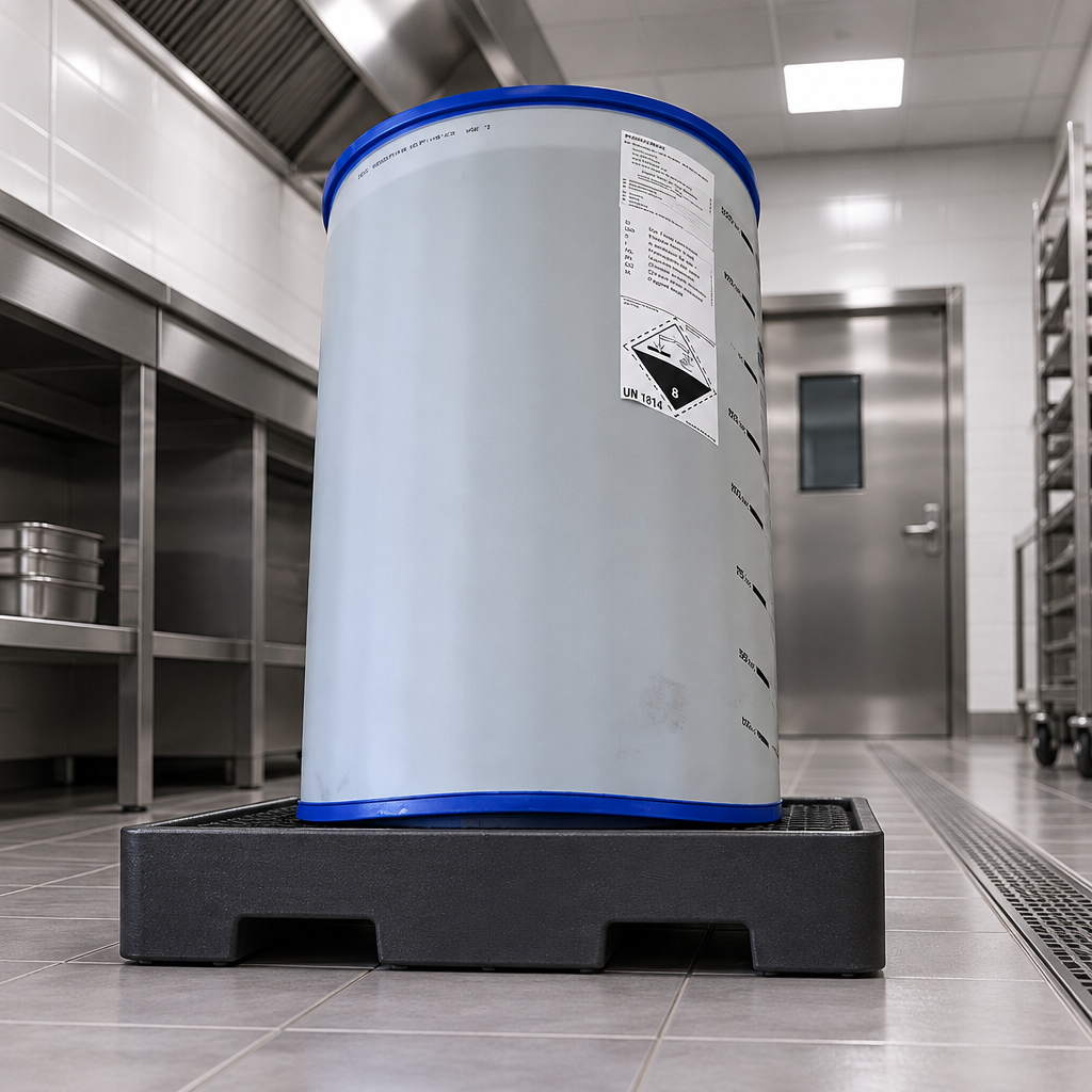 Arcandis-Eco 200 L på opsamlingsplatform i tom servicegang