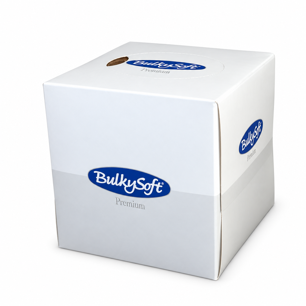 BulkySoft Premium CUBE-ansigtsservietter på hvid baggrund