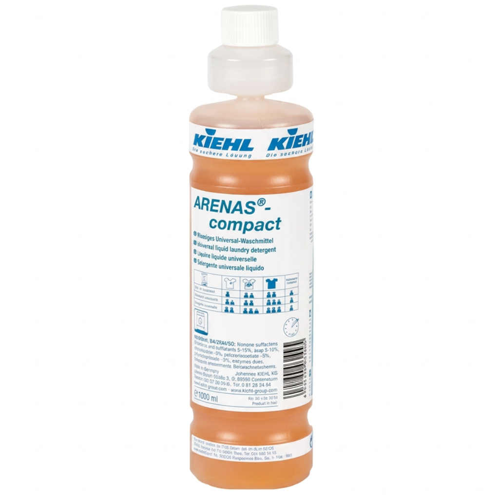 Kiehl Arenas Compact vaskemiddel 1 L på hvid baggrund
