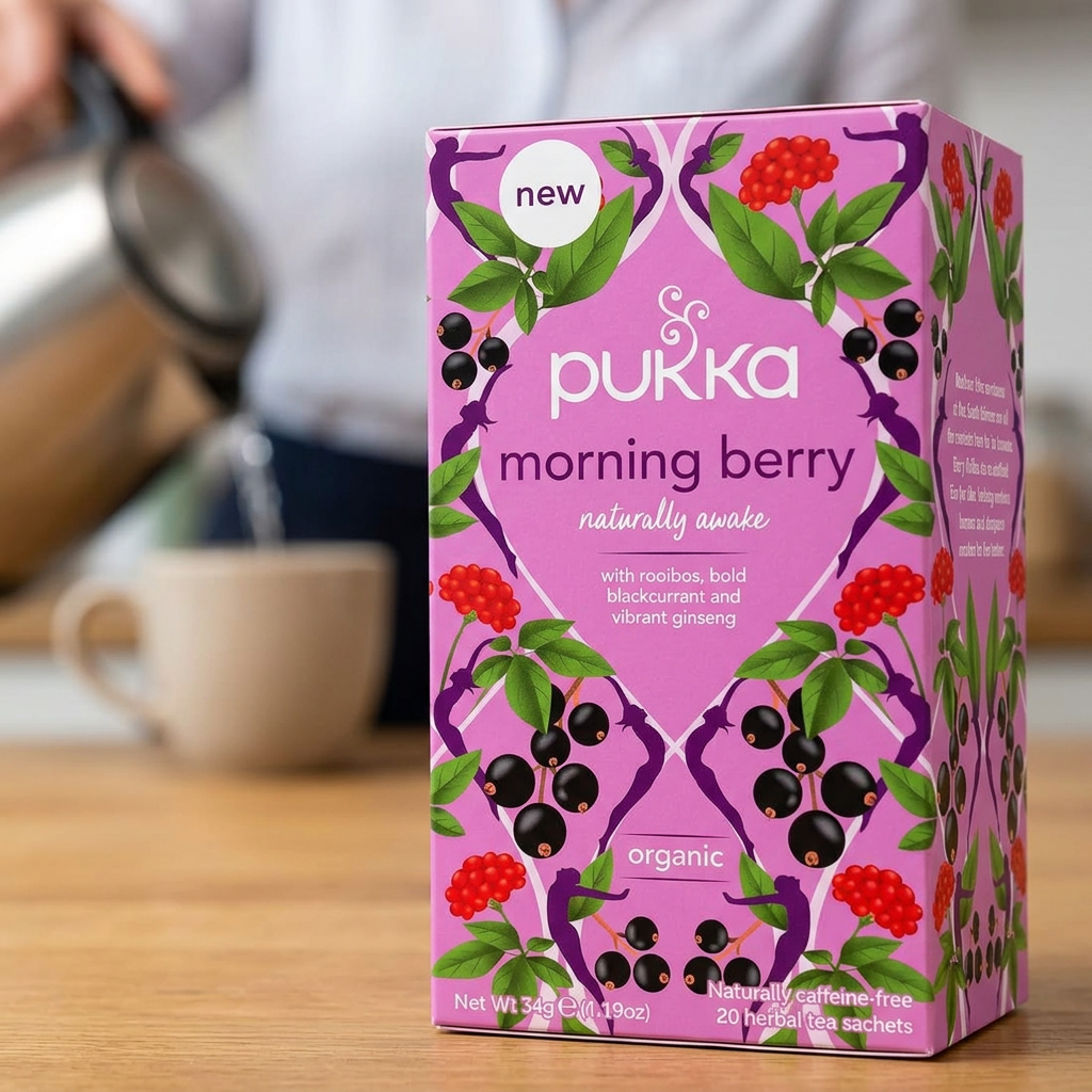 Pukka Morning Berry ved tilberedning af te med varmt vand