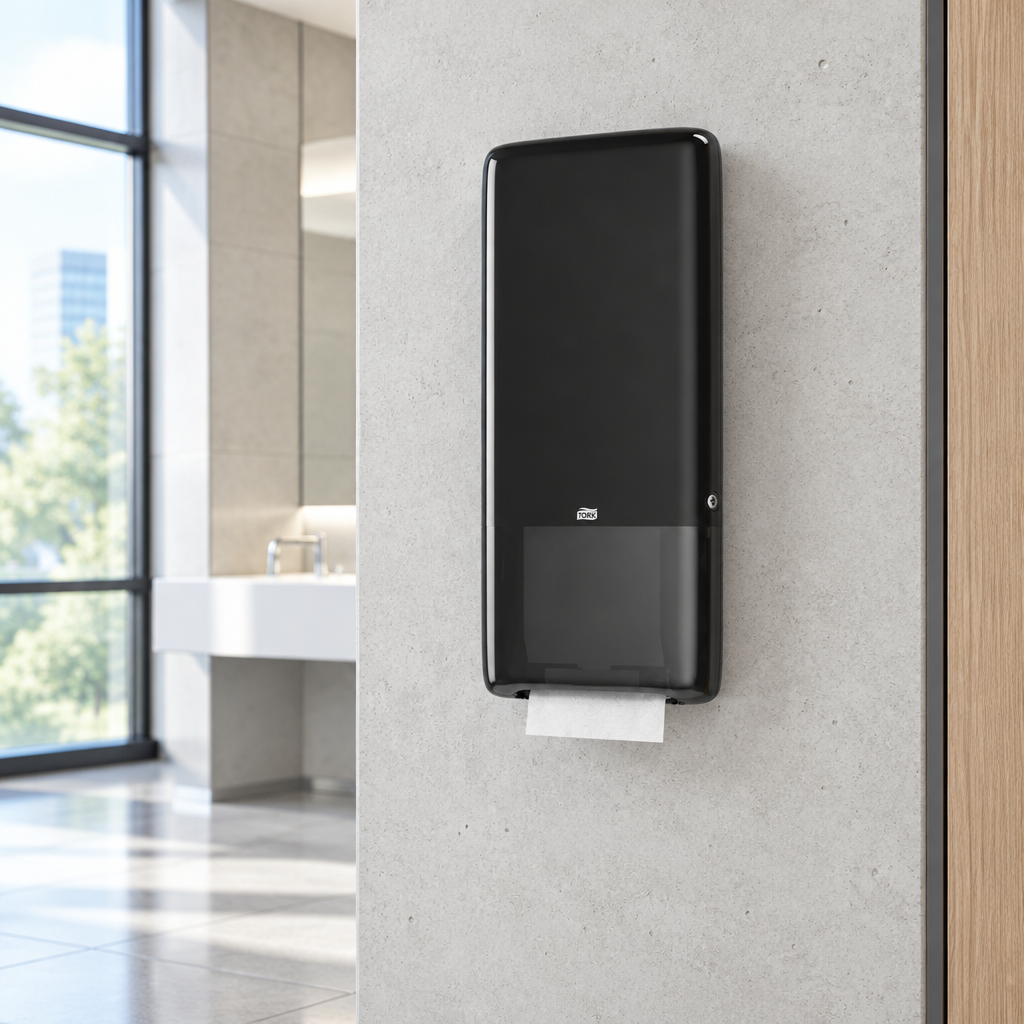 Tork H5 PeakServe 552508 i lyse offentlige toiletfaciliteter