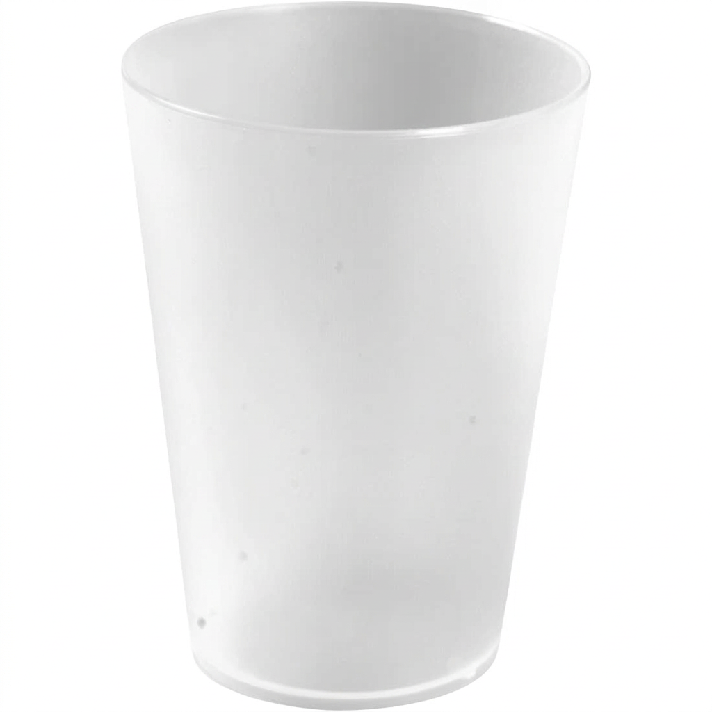 Flergangsdrikkeglas ABENA Gastro i frosted hvid PP, 30/35 cl, på hvid baggrund