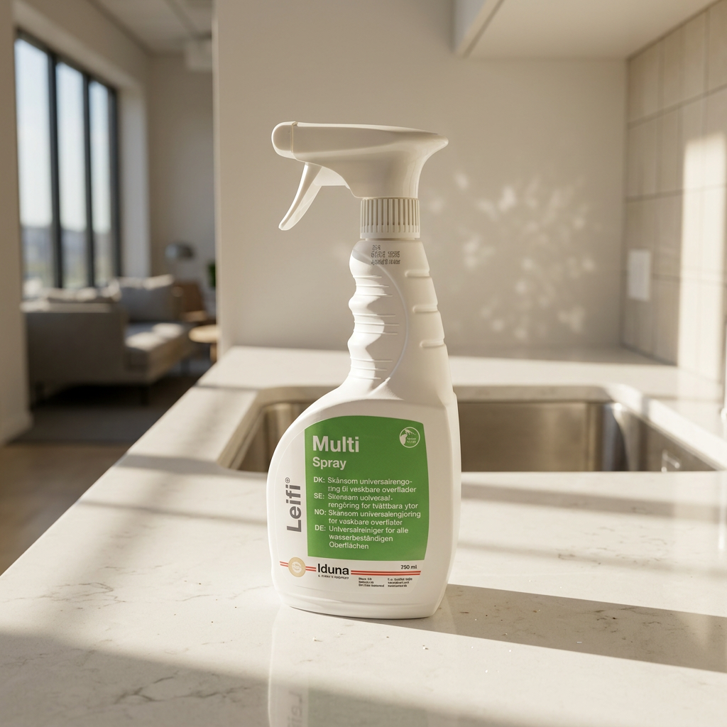 Stemningsbillede af Leifi MultiSpray ved sollyst tekøkken