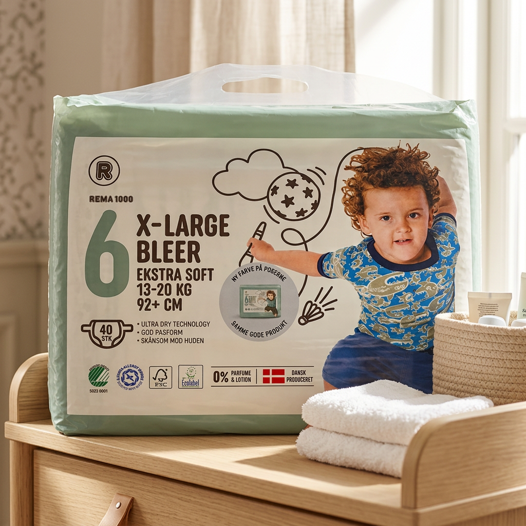REMA 1000 X-Large 6 blepose ved hjemmets pusleplads med håndklæder i solskin, stemningsbillede.