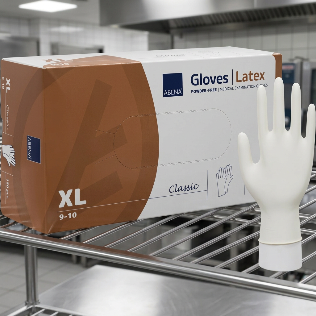 ABENA Classic XL latexhandsker i køkkenets serviceområde