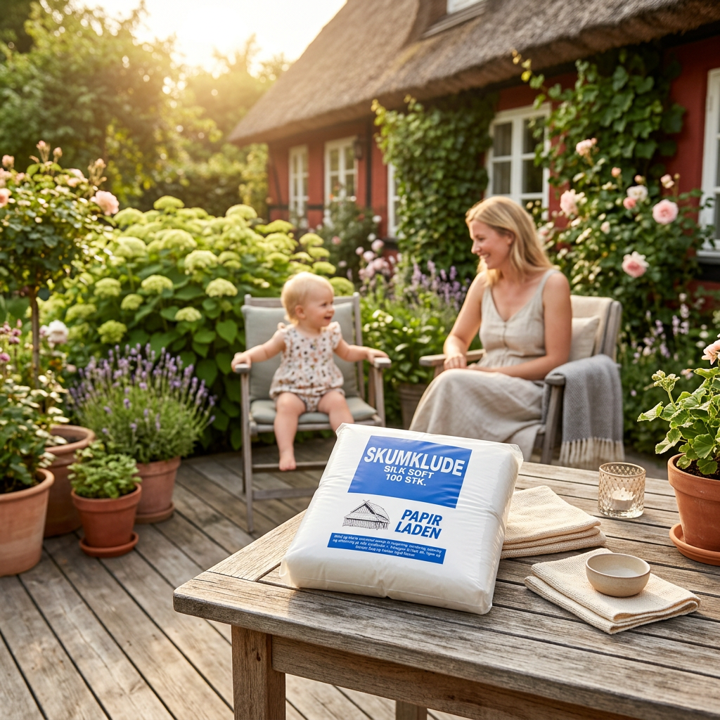 Skumklude på terrassebord med familiehygge og masser af sommersol