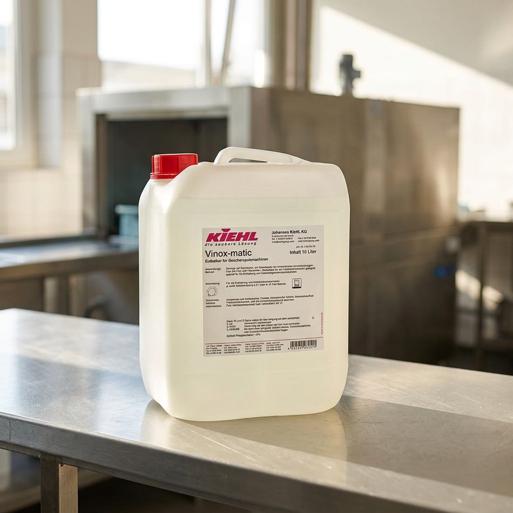 Kiehl Vinox-matic 10 L på stålbord i solrigt opvaskerum