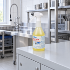 Kiehl Xon-forte 750 ml på lysegråt skab i køkkenets rengøringsrum