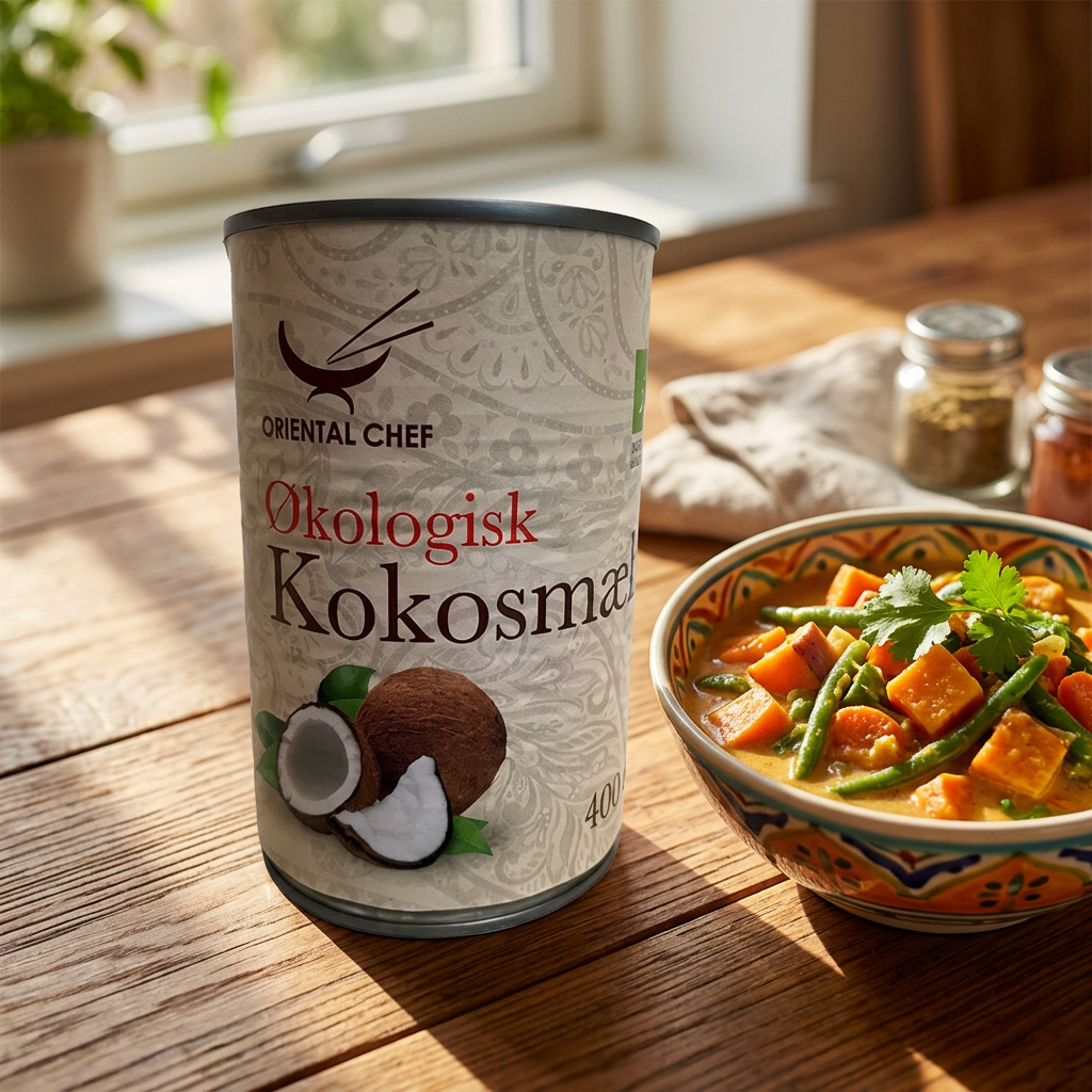 Oriental Chef kokosmælk ved grøntsagskarry i sollys