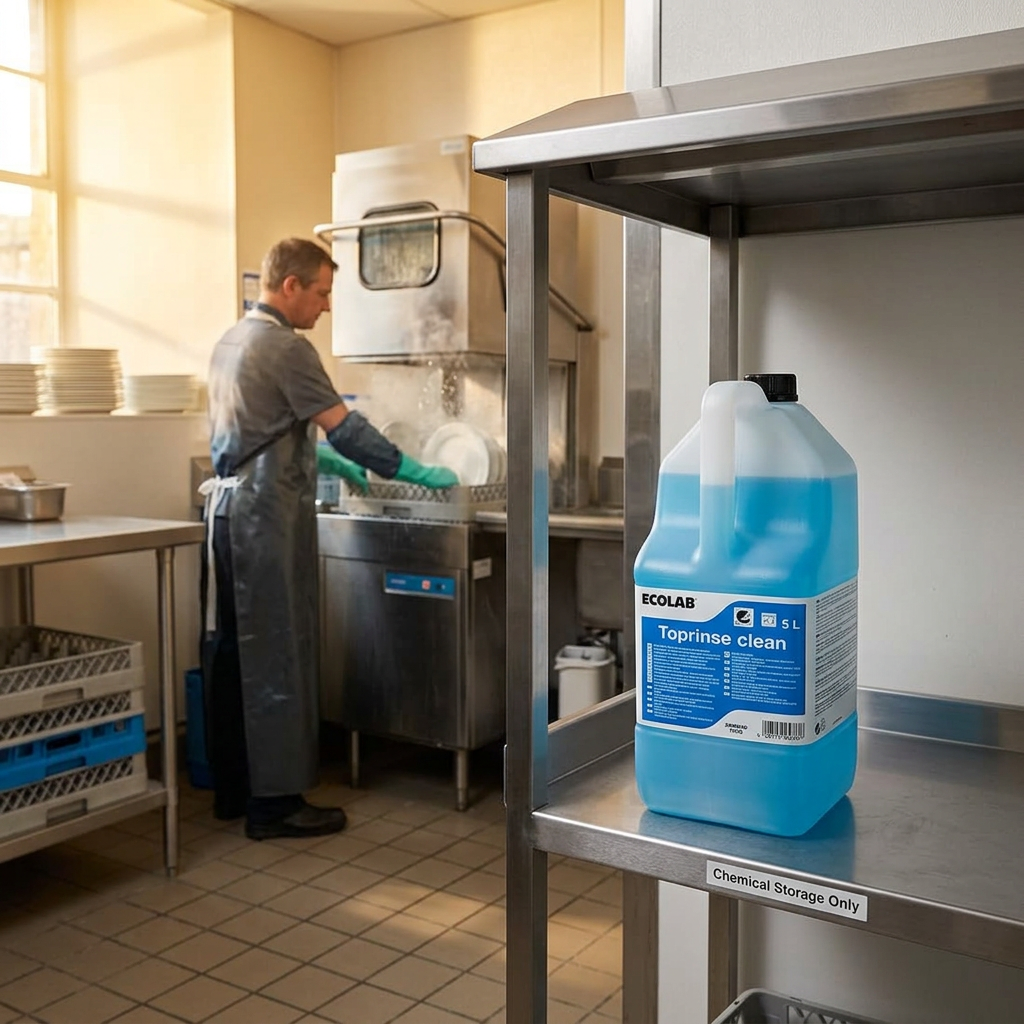 Toprinse Clean-dunk i forgrunden med medarbejder ved service i baggrunden, stemningsbillede