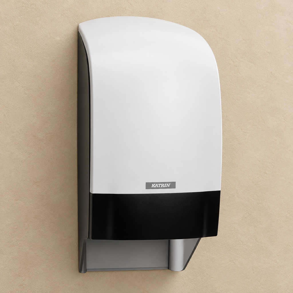 Hvid Katrin System-dispenser 104582 på beige væg