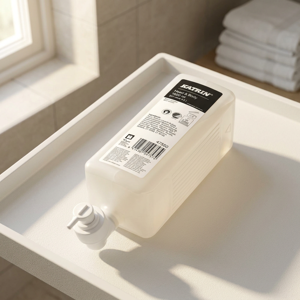 Katrin 47550 refill på bakke ved hotellets baderum, stemningsbillede