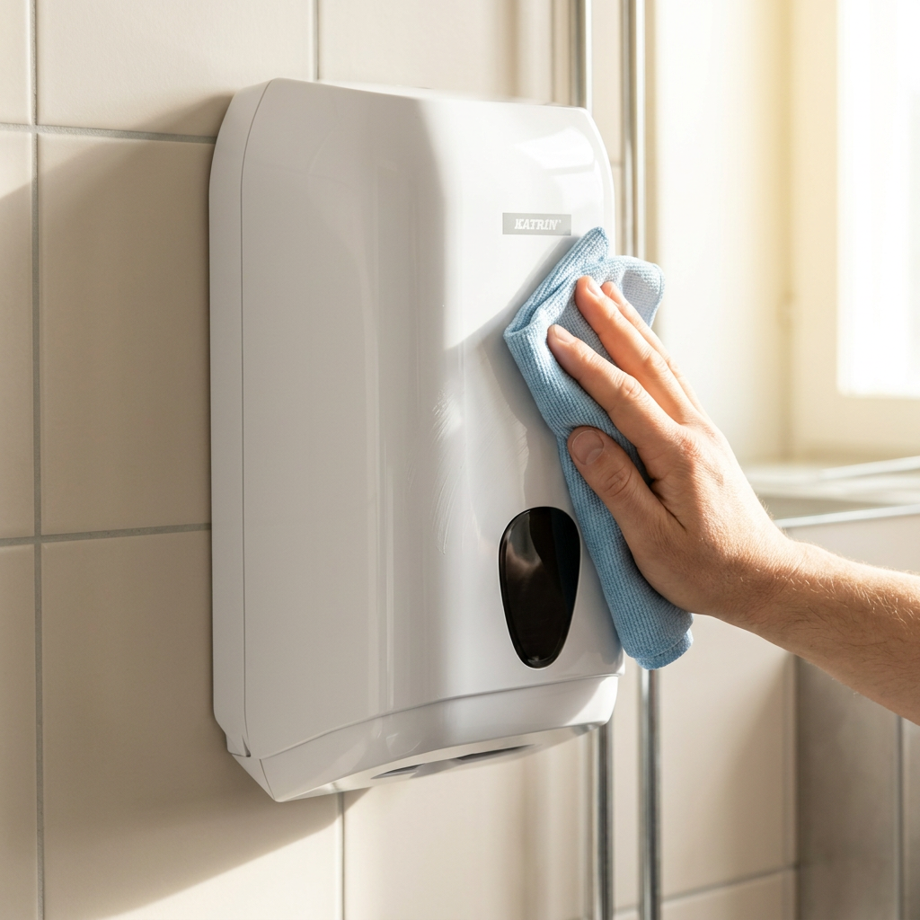 Katrin 92582 næsepapirsdispenser, illustreret vedligeholdelse